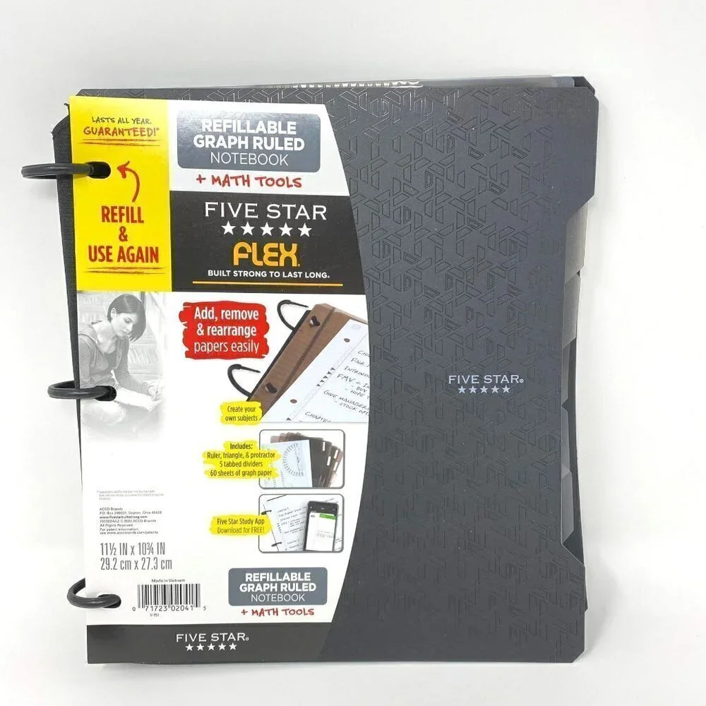 Five Star Flex Refillable Graph Ruled Notebook Math Tools 1